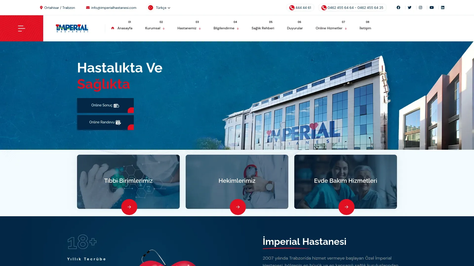 Imperial Hastanesi web sitesi referansı